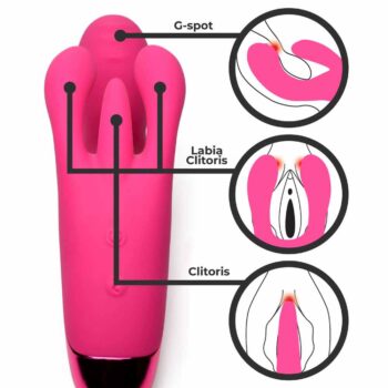 10X Triple Rabbit Silicone Vibrator - Pink - Image 4