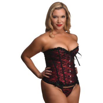 Scarlet Seduction Lace-up Corset and Thong - XL - Image 2