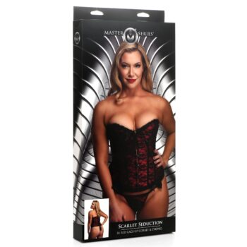 Scarlet Seduction Lace-up Corset and Thong - XL - Image 10