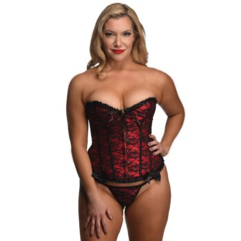 Scarlet Seduction Lace-up Corset and Thong - XL - Image 11