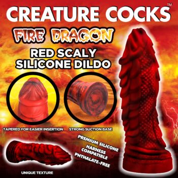 Fire Dragon Red Scaly Silicone Dildo - Image 3