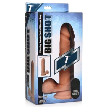 Big Shot Vibrating Remote Control Silicone Dildo with Balls - 7 Inch - Image 3