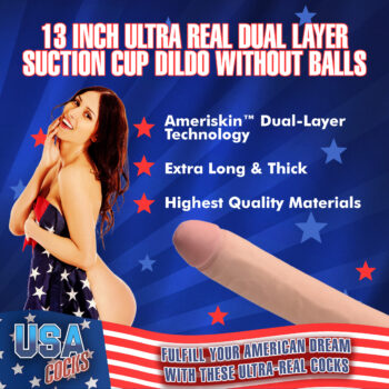 13 Inch Ultra Real Dual Layer Suction Cup Dildo without Balls - Image 9