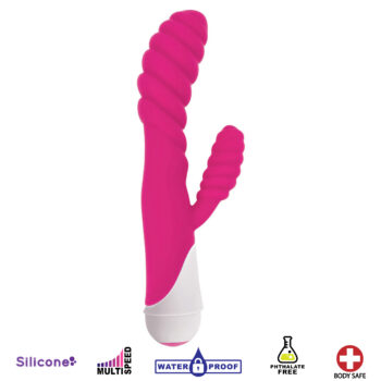 Diana 20x Rippled Silicone Rabbit Vibe- Pink - Image 2