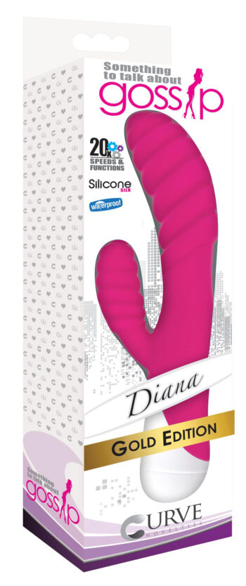 Diana 20x Rippled Silicone Rabbit Vibe- Pink - Image 3