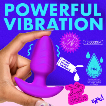 Rotating and Vibrating Silicone Butt Plug - Purple - Image 6