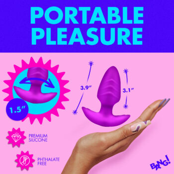 Rotating and Vibrating Silicone Butt Plug - Purple - Image 4