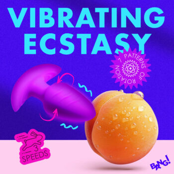 Rotating and Vibrating Silicone Butt Plug - Purple - Image 3