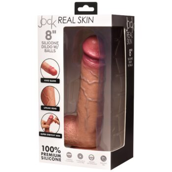 8 Inch Real Skin Silicone Dildo with Balls - Medium - Image 8