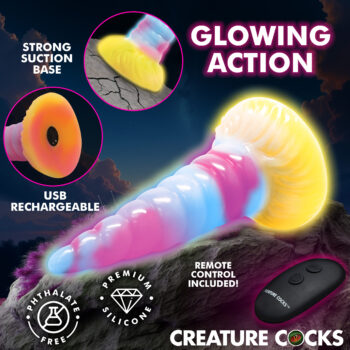 Unicorn Glow-in-the-Dark Vibrating Silicone Dildo - Image 2