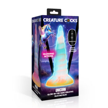 Unicorn Glow-in-the-Dark Vibrating Silicone Dildo - Image 6