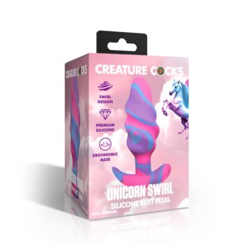 Unicorn Swirl Silicone Butt Plug - Med - Image 5