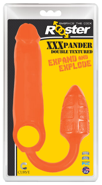 XXXPander Sheath with Double Textured Plug - Orange - Image 2