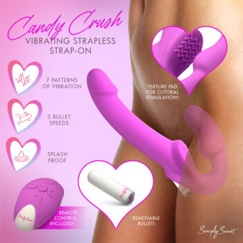 Candy Crush - Purple Vibrating Strapless Strap-On w/ Remote - Image 2