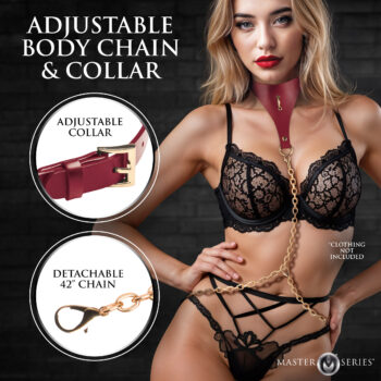 Captivate Collar with Body Chain - Red - Image 2