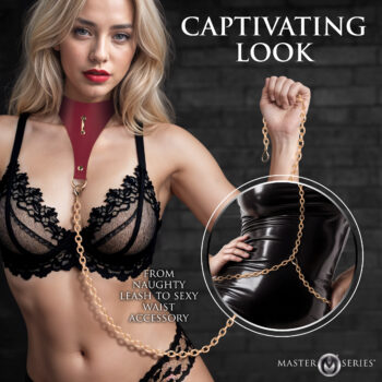 Captivate Collar with Body Chain - Red - Image 3