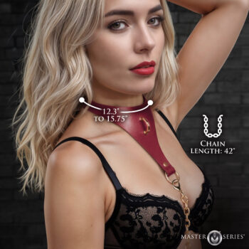 Captivate Collar with Body Chain - Red - Image 4