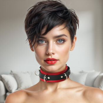 Strict Leather Deluxe Red and Black Locking Collar - Image 3
