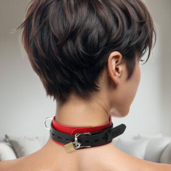 Strict Leather Deluxe Red and Black Locking Collar - Image 4